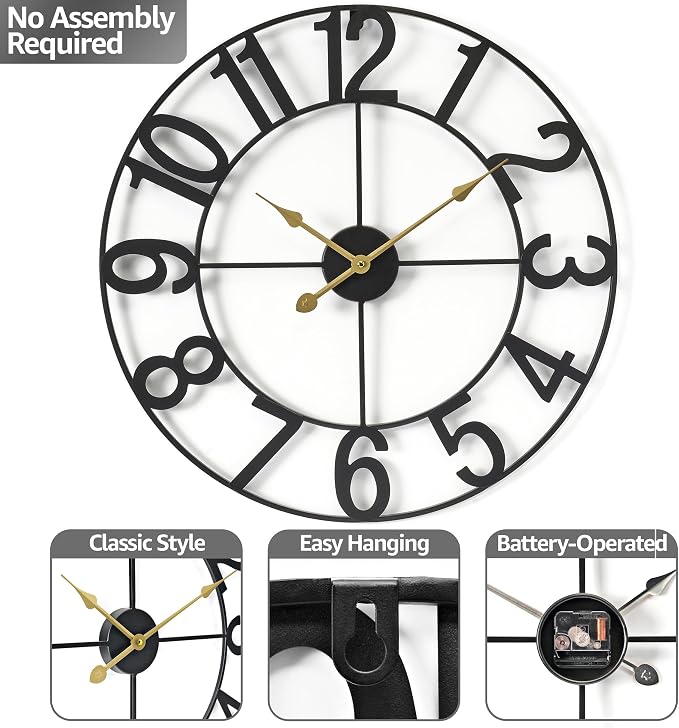 Sorbus Large Wall Clock for Living Room Decor - Image 4