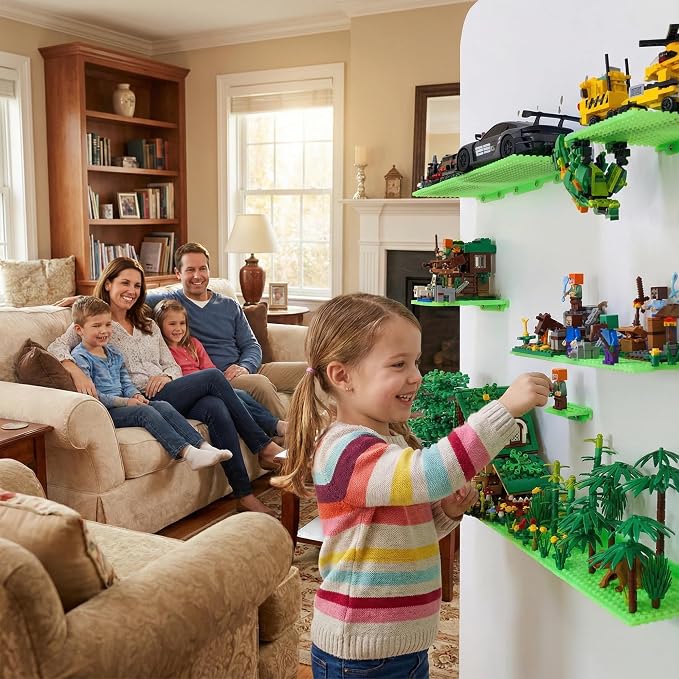 12 Wall Display Shelf for Lego Bricks, 4x5 inch Dual-Sided Floating Shelves - Image 2