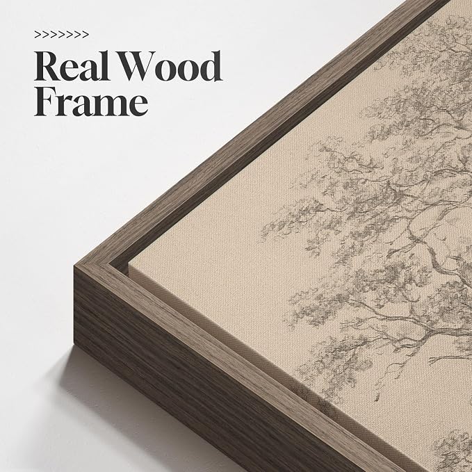 Large Vintage Framed Neutral Landscape Wall Art - Image 5
