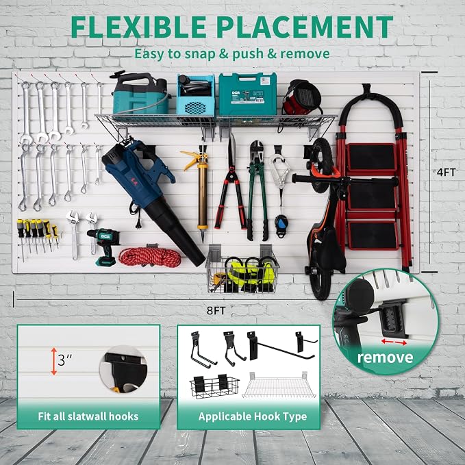 FRAYSCENT Slat Wall Paneling Garage Slat Wall Storage Systems Slatwall Panels - Image 6