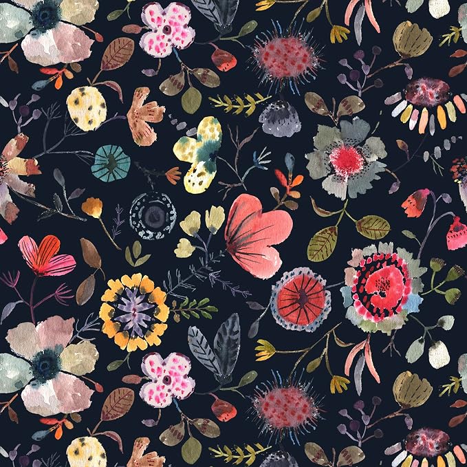 Wallpaper Peel and Stick Floral Wall Paper Removable Waterproof Blue/Red/Yellow by Vintique