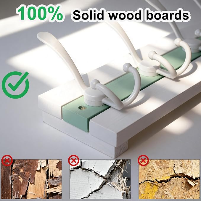 SKOLOO Coastal Coat Rack Wall Mount-38-1/8 Beach House Entryway Wooden Coat Hook - Image 2