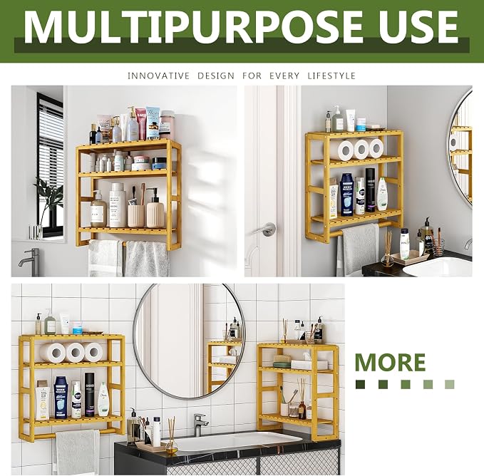 Galood Over The Toilet Storage Bathroom Shelves Wall Mounted 3 Tier Space Saver - Image 6