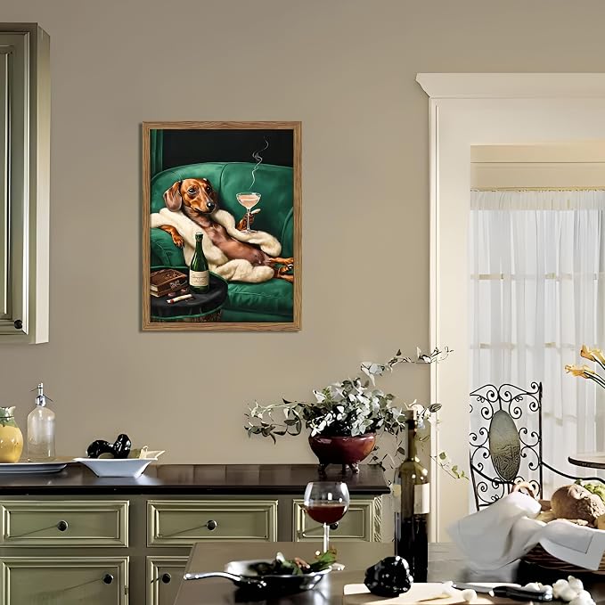 Framed Funny Dachshund Wall Art, Playful Dog Canvas Print - Image 6