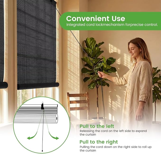 Bamboo Blinds, Custom Sizes Roller Shades - Image 5