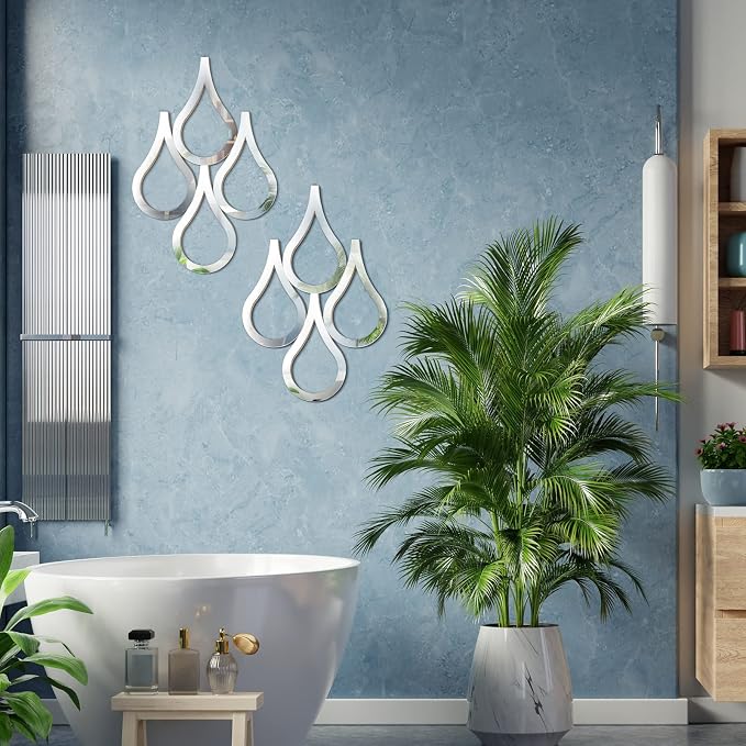 Weysat 2 Pieces Teardrop Wall Mirror Hanging Wall Mounted Decorative Accent - Image 3