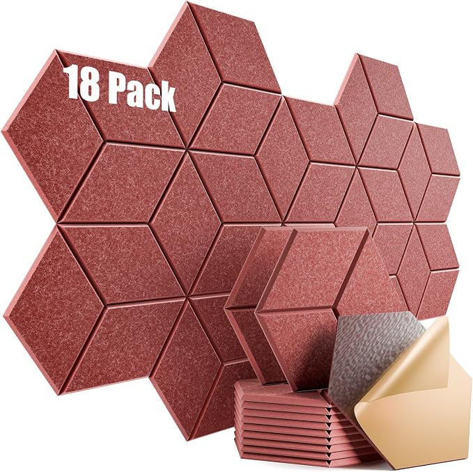 18 Pack Self-Adhesive Acoustic Panels 12" X 10" X 0.4" by Dailycooper