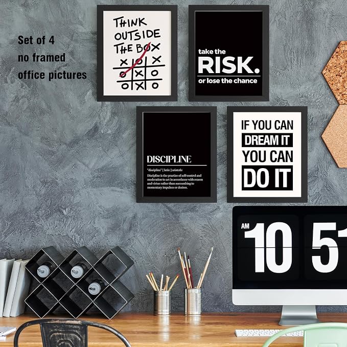 DSHFG Inspirational Office Motivational Wall Art Decor Prints Set of 4 - Image 5