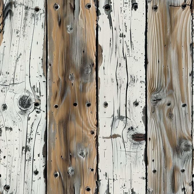 FLFK Rustic Wood Wallpaper Peel and Stick Wood Grain Shiplap Design Wall Paper by FLFK