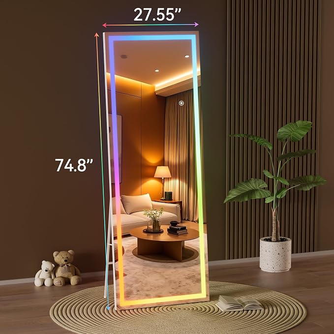 Hasipu 75"x28" LED RGB Bluetooth Full Length Mirror - Image 5