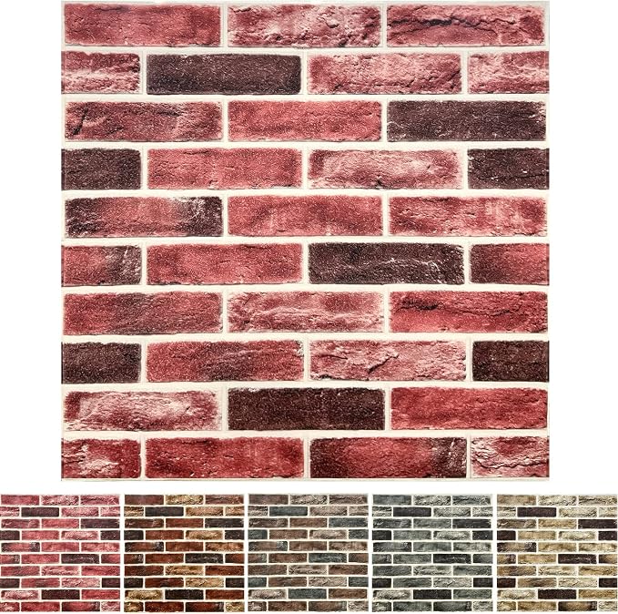 20-Pack 104 Sq.Ft 3D Wall Panels Peel and Stick 3D Faux Brick Wallpaper Peel by YLLYLL