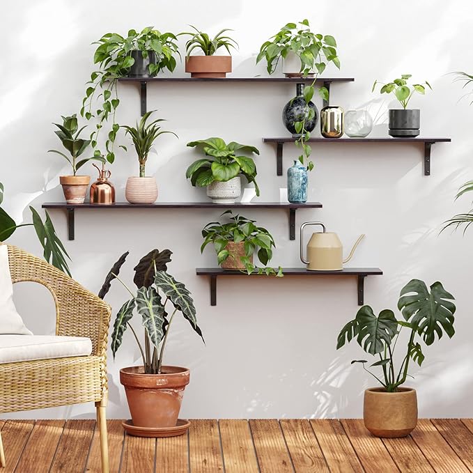 DINZI LVJ Long Wall Shelves, 23.6 Inch Wall Mounted Shelves Set of 2, - Image 2