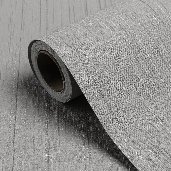 Grey Grasscloth Peel and Stick Wallpaper Texture Contact Paper A Set of 15.7" X by Biyoeepeelstickwallpaper