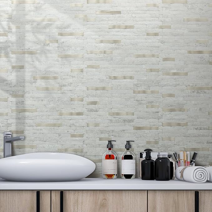 AULIGET 2 Sheets Faux Stone Peel and Stick Backsplash - Image 5