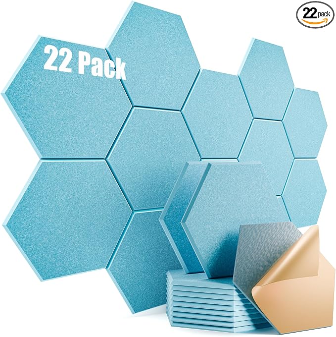 22 Pack Self-adhesive Acoustic Panels 12" X 10" X 0.4" by Dailycooper