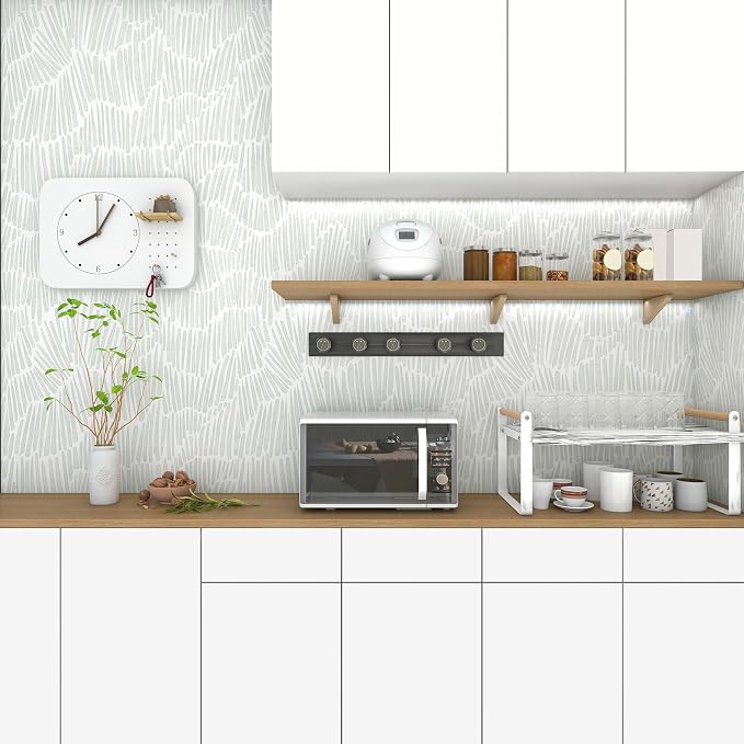 Theper Green Wallpaper 17.3"×590" Modern Striped Wallpaper Peel and Stick Boho - Image 7