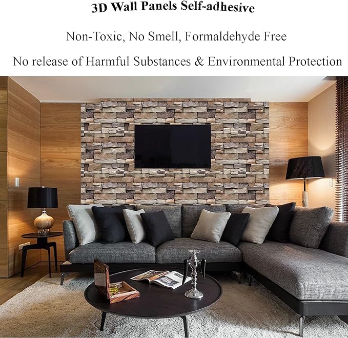 10PCS 3D Wall Panels Peel and Stick, 3D Brick Wallpaper Peel and Stick PVC - Image 3