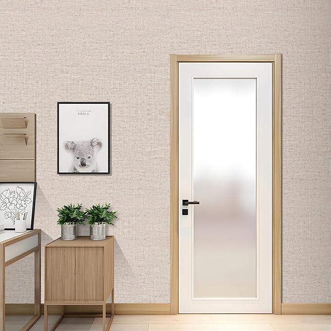15.75"x393.7" Beige Wallpaper Peel and Stick Removable Grasscloth Textured Wall - Image 4