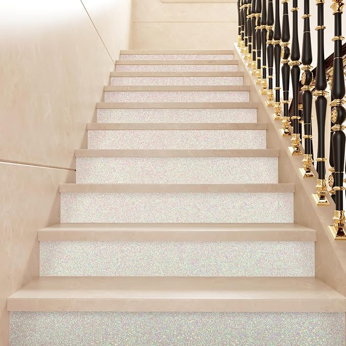 CRE8TIVE Off-White Glitter Wallpaper Border Peel and Stick Wall Border Glitter - Image 6