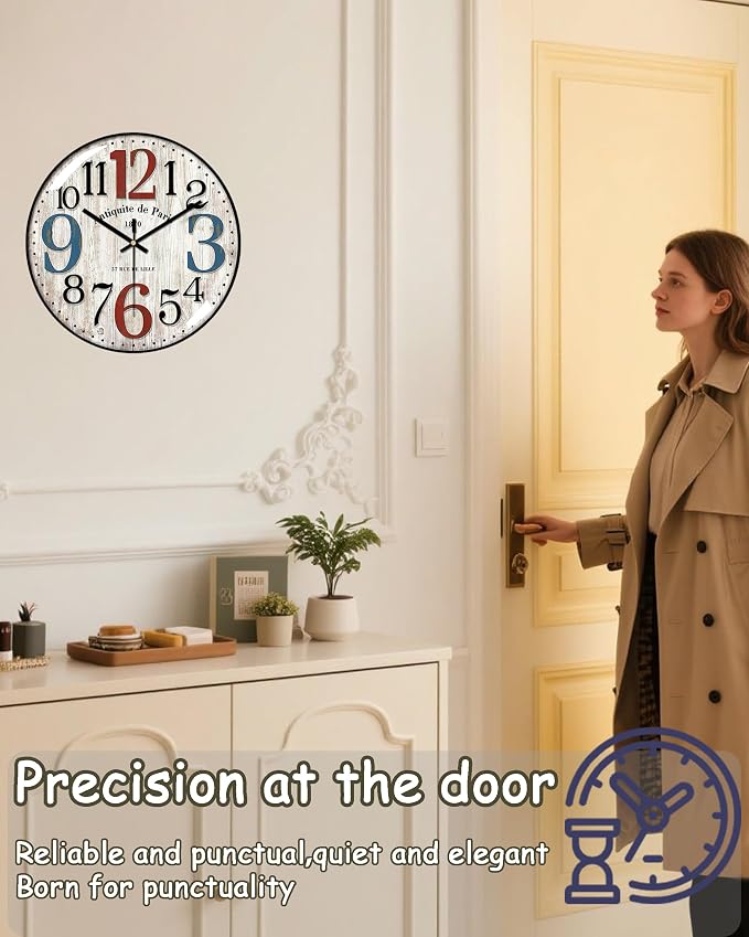 Decorative Wall Clocks Batterys Operated, Retro Wall Clock - Image 7