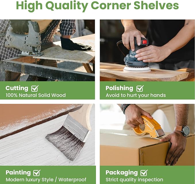 NATURE'S SOURCE Corner Floating Shelves Set of 3, Corner Shelves Wall Mounted - Image 8