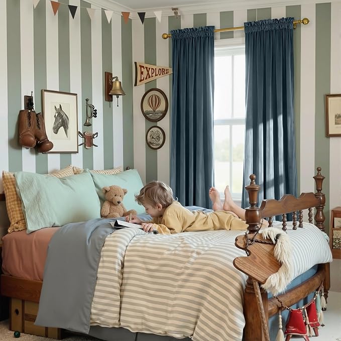 NICETOWN Slate Blue Blackout Velvet Curtains - Image 2