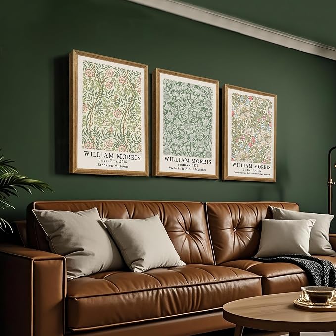 SYWENNOI Wood Framed Wall Art Print, Classic William Morris Floral Print - Image 5
