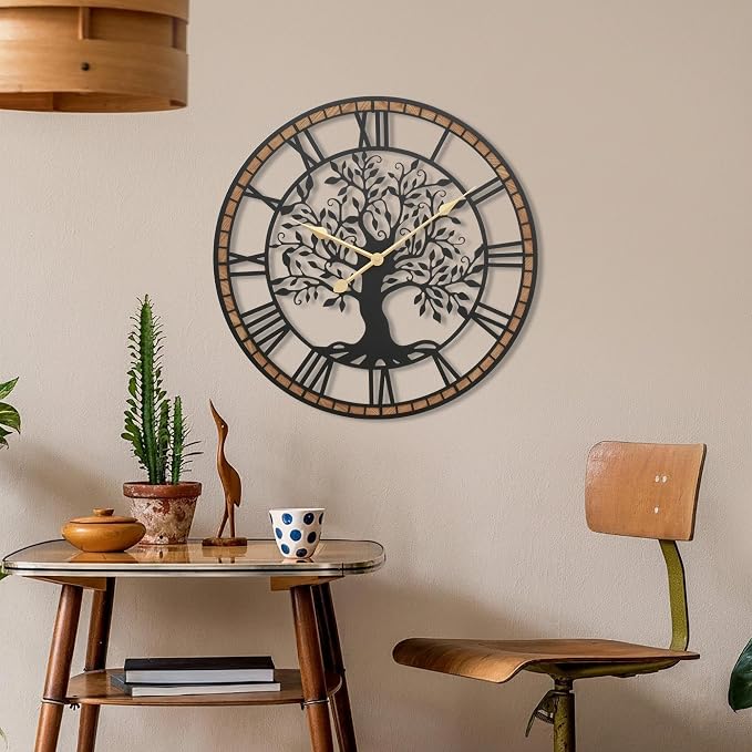Micasso Farmhouse Large Wall Clock: 24Inch Rustic Tree of Life Metal - Image 7