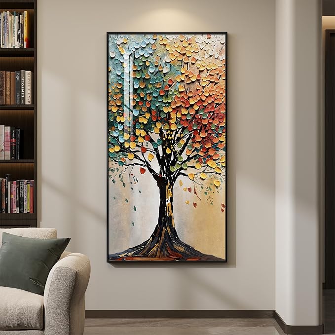 Large Framed Vertical Tree of Life Wall Art - Image 3
