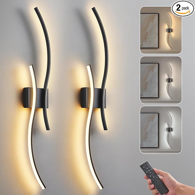 Battery Operated Wall Sconces Set of 2, Dimmable Modern LED Rechargeable Wall by Unknown