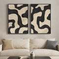 Framed Abstract Beige Black Wall Art by MXART