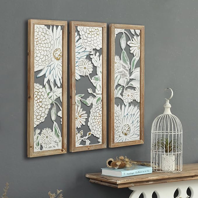 XIAOAIKA Boho Carved Wall Art Decor, 35.5 Inch Hand-Carved Panels, Antique - Image 6
