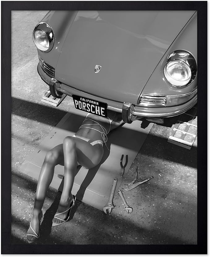 Poster Master Woman Under Classic Car Poster by PosterMaster