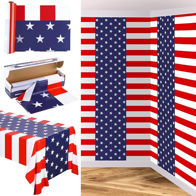 Kochorie 100 Ft x 54 Inch 4th of July Tablecloth Roll in Slide Cutter Box by Kochorie