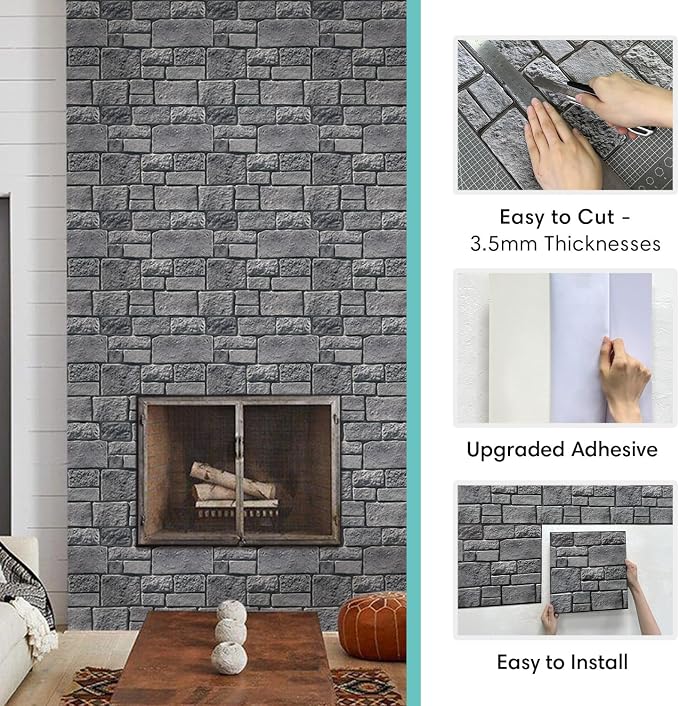 Commomy 3D Faux Stone Peel and Stick Wall Tiles - Image 4