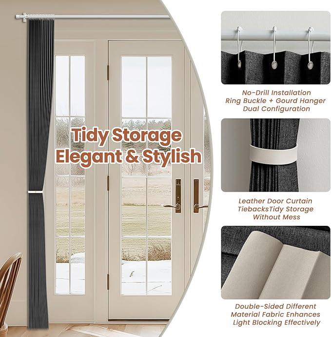 AJAZZ Blackout Accordion Door Curtain 98"x106" Black - Image 3