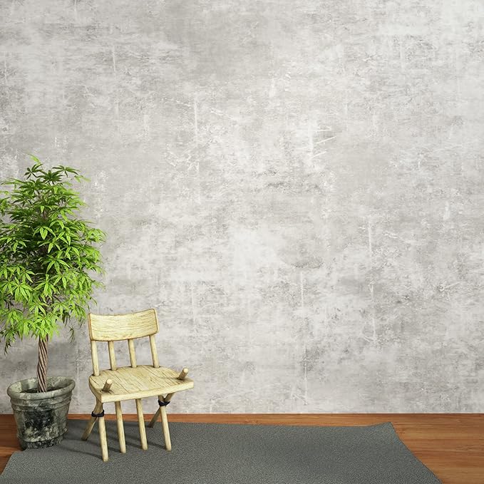 VEELIKE Distressed Concrete Wallpaper Peel and Stick Light Grey Limewash - Image 4