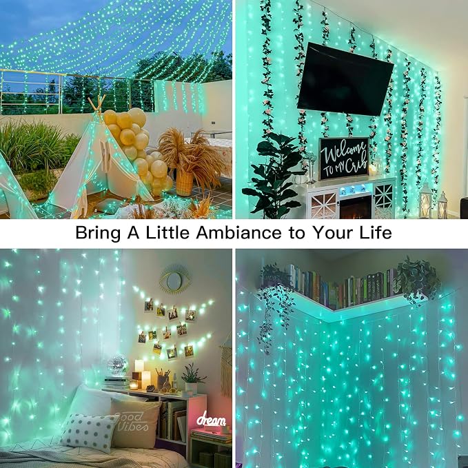 suddus Curtain Lights for Christmas, 200 Led 6.5ft x 6.5ft Hanging String - Image 2