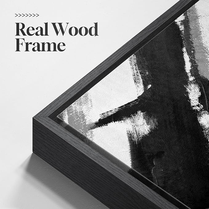 Large Framed Black and White Abstract Canvas Wall Art - Image 5