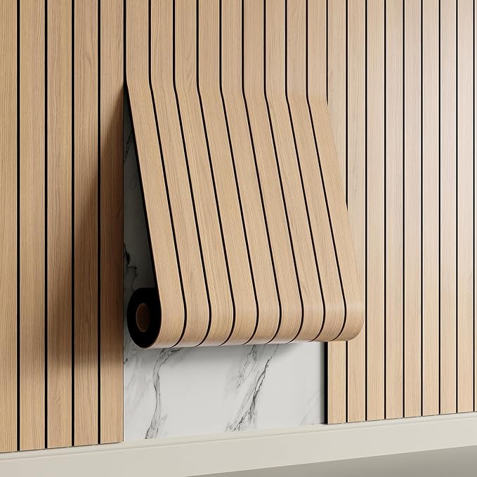 Yutianli PVC Slat Wall Panel Peel and Stick 118"x 15.7" Faux Wood Slat Panel by Yutianli