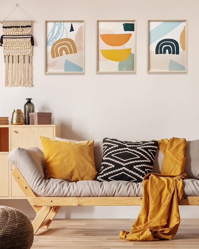 Framed Boho Wall Art for Bedroom, Abstract Canvas Wall Decor, 12x16IN - Image 4
