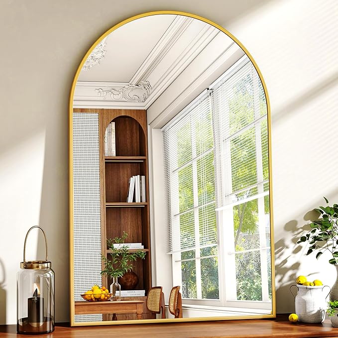 XRAMFY 24"x36" Gold Arched Bathroom Mirror - Image 3
