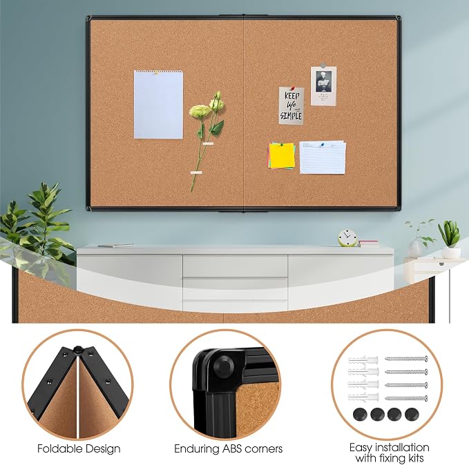 Extra Large Cork Bulletin Board 72" X 48", Foldable Notice Pin Board - Image 5