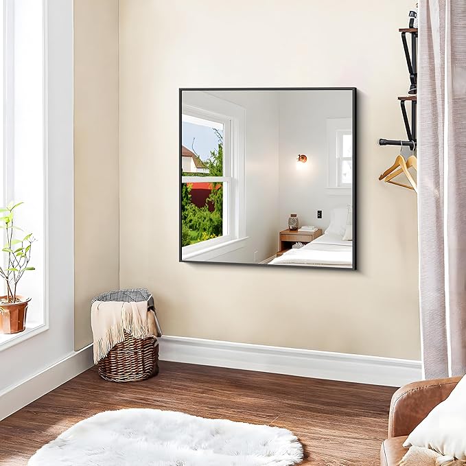 KOCUUY Bathroom Mirror, 30x30 Square Black Mirror - Image 4