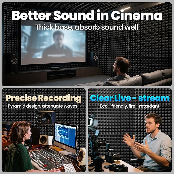 Focusound Acoustic Panels 50 Pack 2"x12"x12" - Image 2