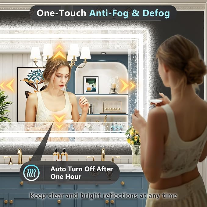50x40 LED Bathroom Mirror with Lights, Backlit and Front Lit Anti-Fog Lighted - Image 5