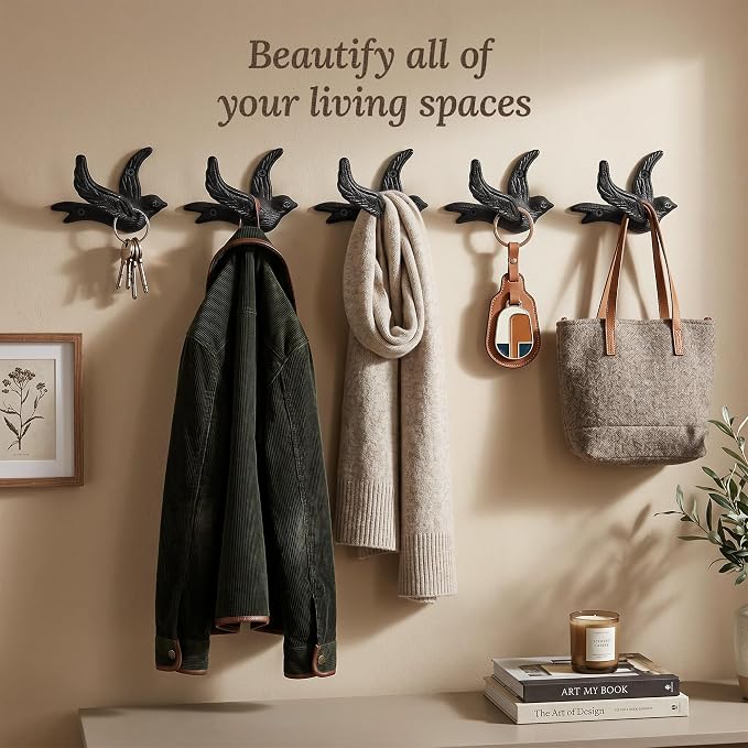 Flying Bird Cast Iron Hooks Non Rusting Interior or Exterior Decorative Wall - Image 7