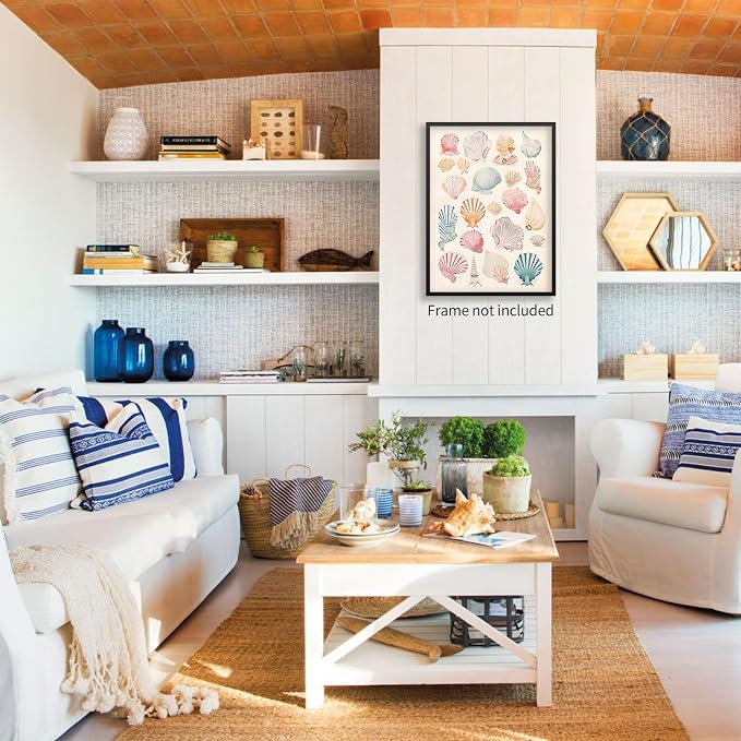 Pink Seashell Posters Coastal Cowgirl Canvas Wall Art Beach House Starfish - Image 5