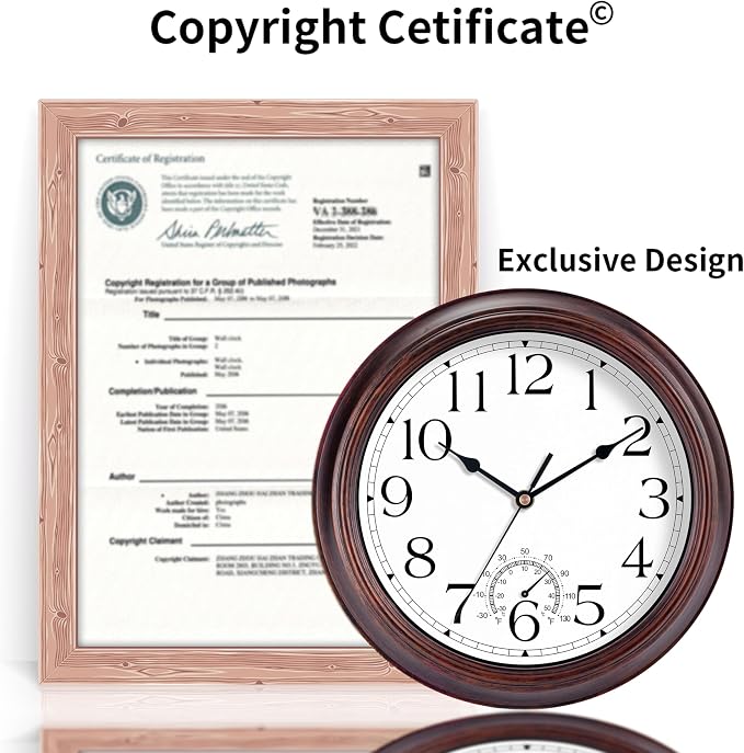 KECYET 12 Inch Outdoor Wall Clock - Image 6