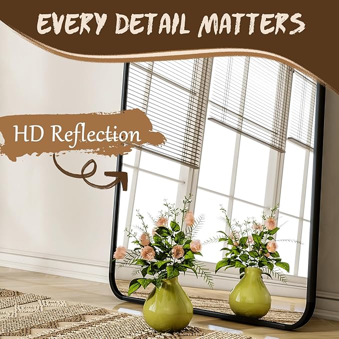 XRAMFY 56"x21" Floor Full Length Mirror Standing Full Body Rounded Corner - Image 6